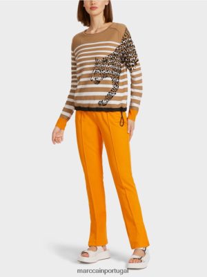 Marc Cain suéter listrado "tricotado na Alemanha" café leve roupas 4P8PV01181 Marc Cain Dresses