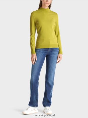 Marc Cain suéter "repensar" traslado verde azeitona brilhante roupas 4P8PV01075 Marc Cain Portugal