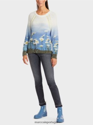 Marc Cain suéter "tricotado na Alemanha" Azure roupas 4P8PV01186 Marc Cain Portugal