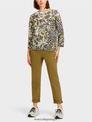 Marc Cain suéter "tricotado na Alemanha" Oliv amarelo roupas 4P8PV01172 Marc Cain Dresses