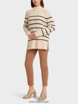 Marc Cain suéter "tricotado na Alemanha" creme roupas 4P8PV01192 Marc Cain Portugal