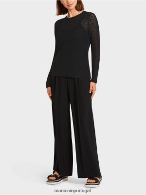 Marc Cain suéter "tricotado na Alemanha" preto roupas 4P8PV01200 Marc Cain Tops