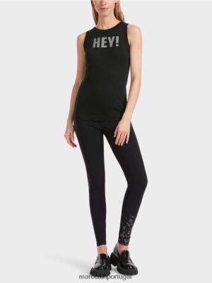 Marc Cain top sem mangas com estampa de glitter preto roupas 4P8PV01268 Marc Cain Dresses