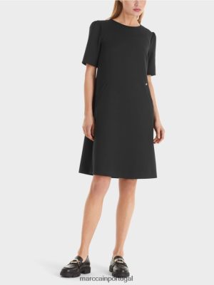 Marc Cain vestido com ombro acentuado preto roupas 4P8PV042 Marc Cain Tops