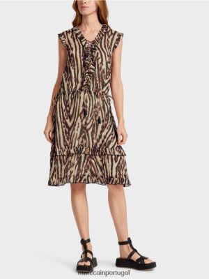 Marc Cain vestido curto em crepe viscose vermelho profundo roupas 4P8PV059 Marc Cain Dresses