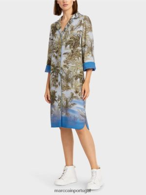 Marc Cain vestido de camisa com impressão geral pó claro azul roupas 4P8PV0100 Marc Cain Portugal