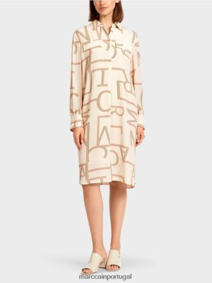 Marc Cain vestido de camisa com letras MC creme roupas 4P8PV0123 Marc Cain Tops