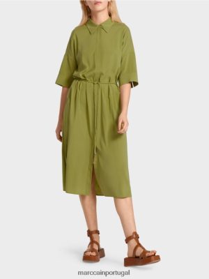 Marc Cain vestido de camisa de seda Verde de oliveira profunda roupas 4P8PV090 Marc Cain Tops