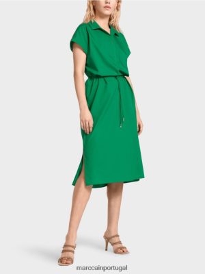 Marc Cain vestido de camisa "repensar junto" Verde de musgo escuro roupas 4P8PV068 Marc Cain Dresses