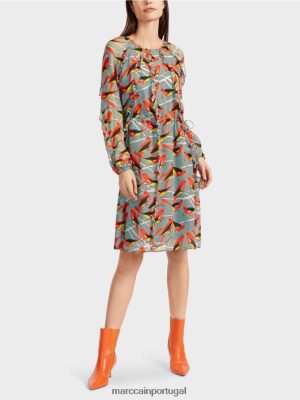 Marc Cain vestido de design de pássaros azul -céu escuro roupas 4P8PV044 Marc Cain Dresses