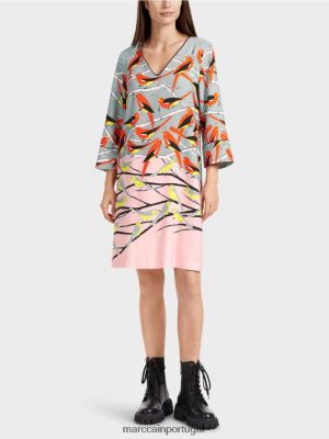 Marc Cain vestido de design de pássaros casuais azul -céu escuro roupas 4P8PV033 Marc Cain Tops