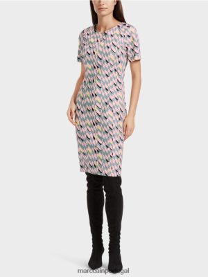 Marc Cain vestido de design gráfico azul -céu escuro roupas 4P8PV031 Marc Cain Portugal