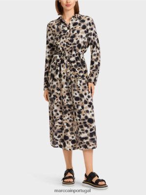 Marc Cain vestido de leopardo "repensar junto" café leve roupas 4P8PV0116 Marc Cain Dresses