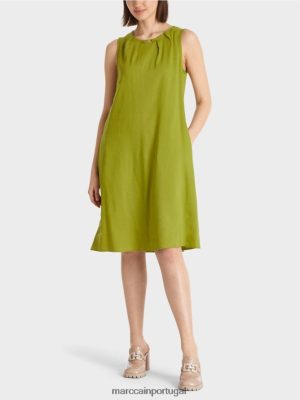 Marc Cain vestido de mix de linho Verde de oliveira profunda roupas 4P8PV093 Marc Cain Tops