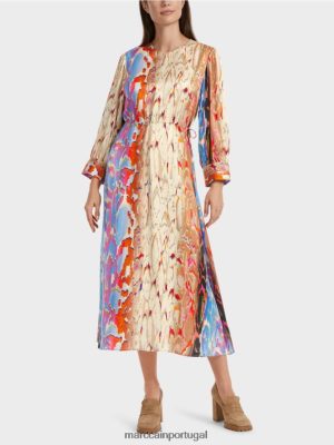 Marc Cain vestido de seda colorido céu escuro do verão roupas 4P8PV024 Marc Cain Tops