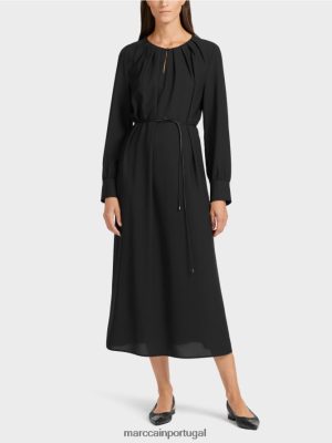 Marc Cain vestido elegante em um visual retrô preto roupas 4P8PV0130 Marc Cain Portugal