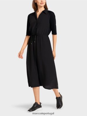 Marc Cain vestido em materiais mistos preto roupas 4P8PV0118 Marc Cain Portugal
