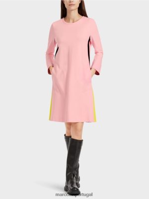 Marc Cain vestido esportivo com faixas de tranças pó macio rosa roupas 4P8PV032 Marc Cain Dresses