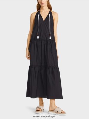 Marc Cain vestido esportivo com seda preto roupas 4P8PV071 Marc Cain Dresses