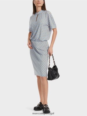 Marc Cain vestido feito de mistura de material céu escuro do verão roupas 4P8PV019 Marc Cain Portugal