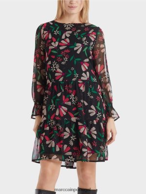 Marc Cain vestido feminino com estampa de flor magenta roupas 4P8PV0147 Marc Cain Tops