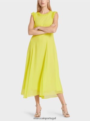 Marc Cain vestido festivo "repensar juntos" verde de limão roupas 4P8PV081 Marc Cain Tops