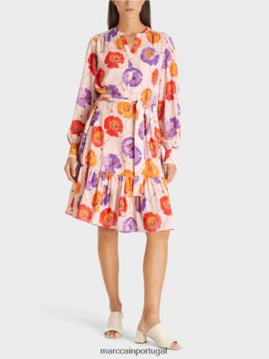 Marc Cain vestido floral com etapa de voo tangerina roupas 4P8PV0143 Marc Cain Dresses