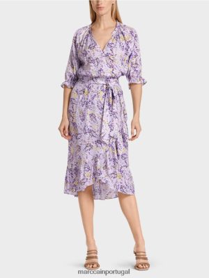 Marc Cain vestido impresso com efeito de embalagem lilás brilhante roupas 4P8PV080 Marc Cain Dresses