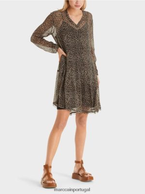 Marc Cain vestido leve em crepe viscose creme de pó roupas 4P8PV048 Marc Cain Tops