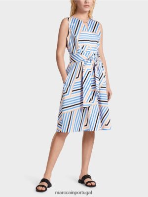 Marc Cain vestido listrado brincalhão com logotipo MC Azure roupas 4P8PV051 Marc Cain Tops