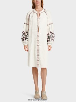Marc Cain vestido longo bordado off white roupas 4P8PV058 Marc Cain Portugal