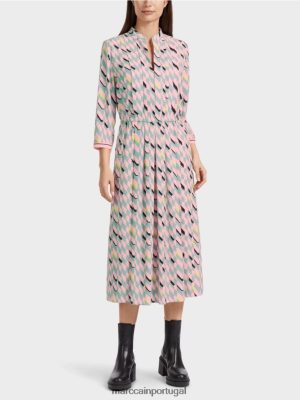 Marc Cain vestido midi com detalhes pregas azul -céu escuro roupas 4P8PV035 Marc Cain Dresses