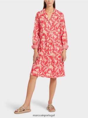 Marc Cain vestido midi com lapelas Bronzeado brilhante roupas 4P8PV0105 Marc Cain Tops