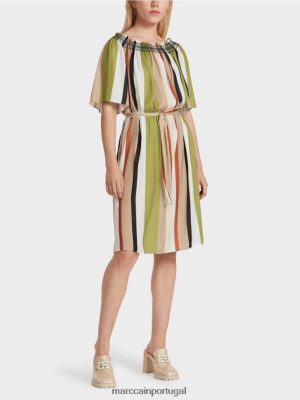 Marc Cain vestido raglan com listras verticais Verde de oliveira profunda roupas 4P8PV087 Marc Cain Tops